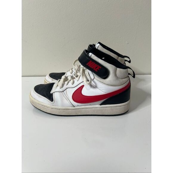 Nike Court Borough Mid 2 Sneakers Black Red White Size 6 Youth - Picture 1 of 8